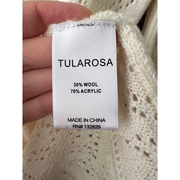 Tularosa Women's Scout Knit Ruffle Long Sleeve Wool Blend Mini Dress Cream SZ S - Picture 7 of 11